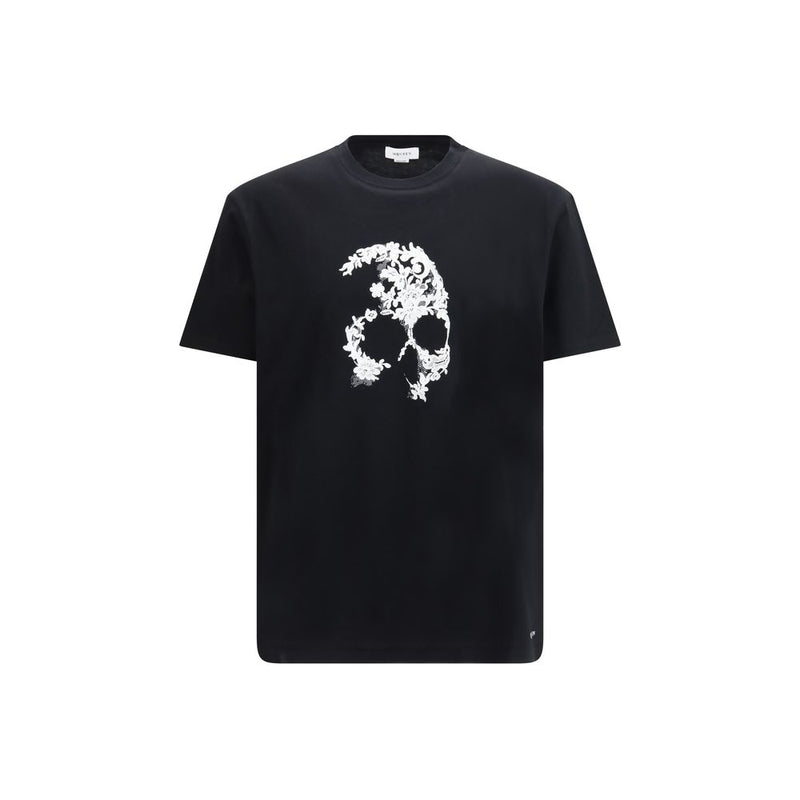 Alexander McQueen Black Cotton T-Shirt with Iconic Skull Print