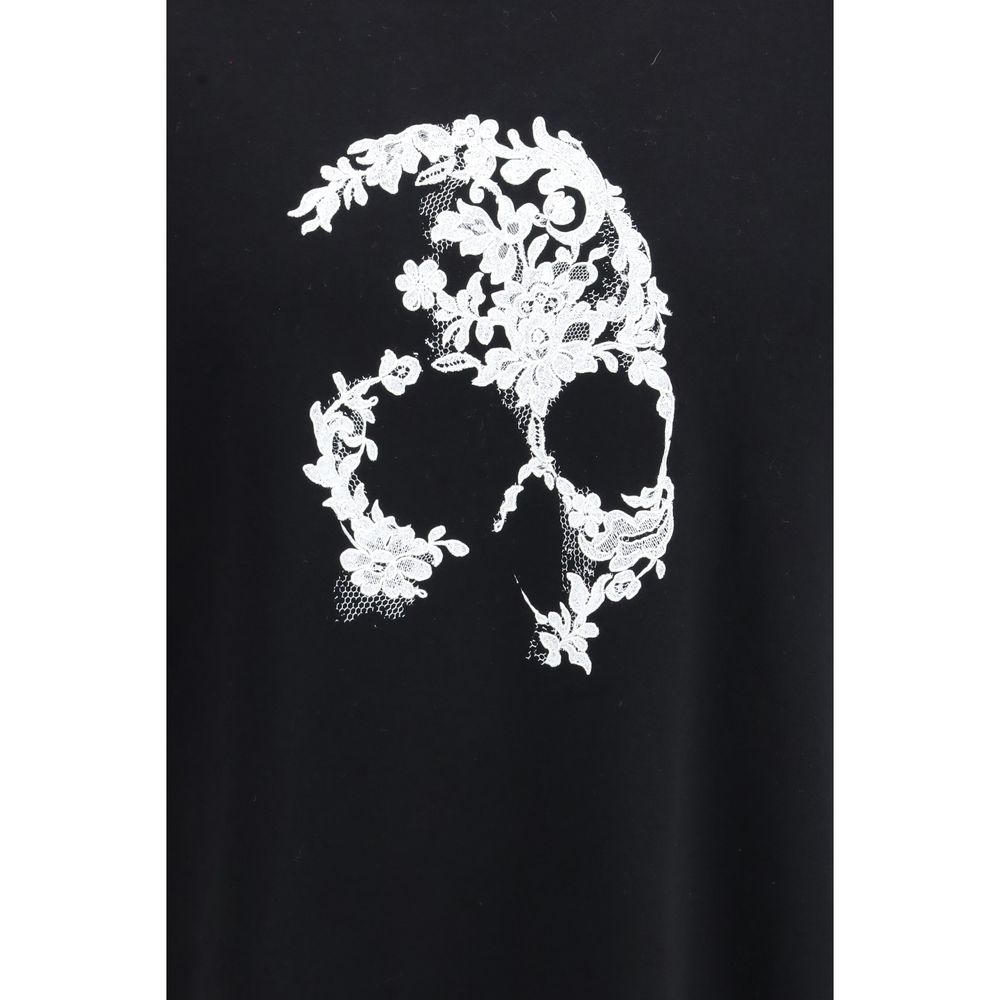 Alexander McQueen Black Cotton T-Shirt with Iconic Skull Print