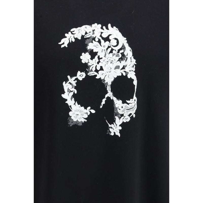 Alexander McQueen Black Cotton T-Shirt with Iconic Skull Print