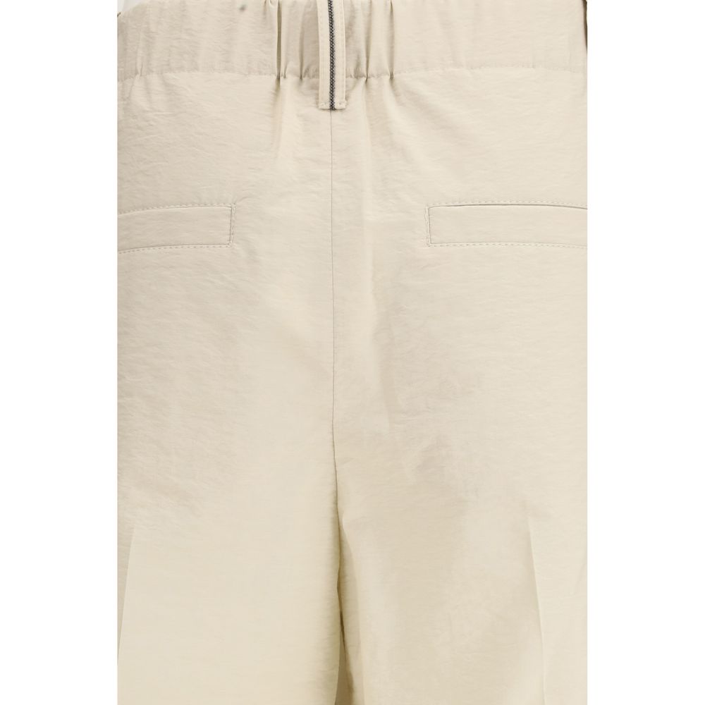 Brunello Cucinelli Beige Cotton Casual Pants for Women