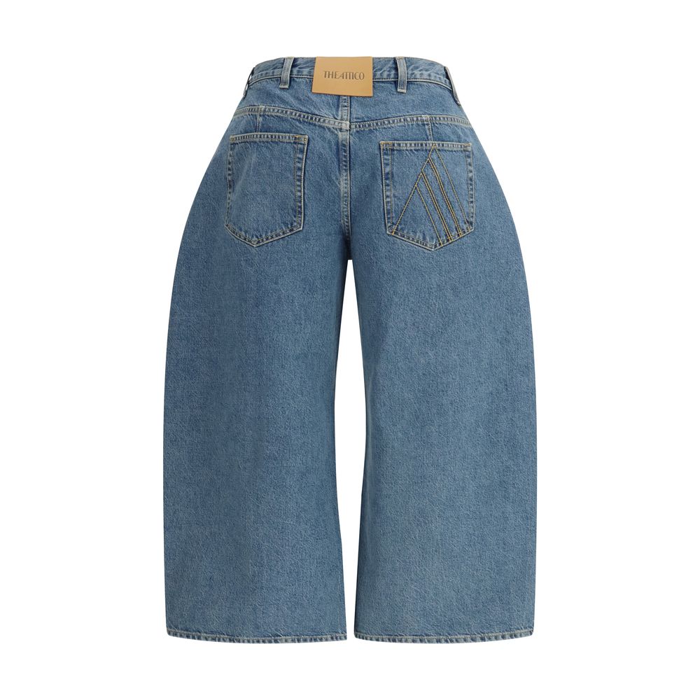 The Attico Blue Cotton Wide-Leg Jeans for Women