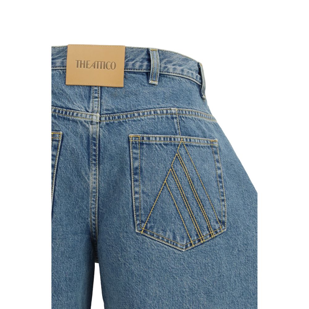 The Attico Blue Cotton Wide-Leg Jeans for Women