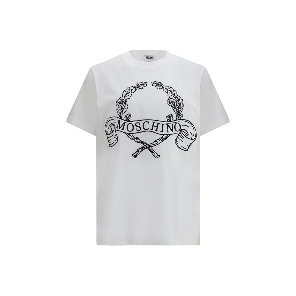 Moschino Maxi Laurel Crown White Cotton T-Shirt