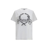 Moschino Maxi Laurel Crown White Cotton T-Shirt