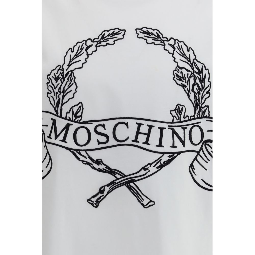 Moschino Maxi Laurel Crown White Cotton T-Shirt