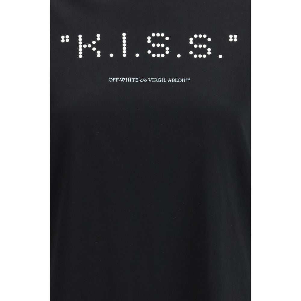 Off-White Kiss Quote Black Cotton T-Shirt for Women