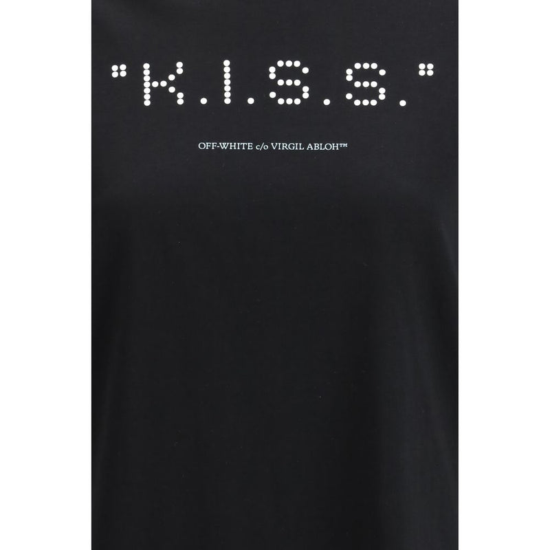 Off-White Kiss Quote Black Cotton T-Shirt for Women