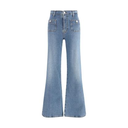 7FOR Blue Cotton Flared Jeans