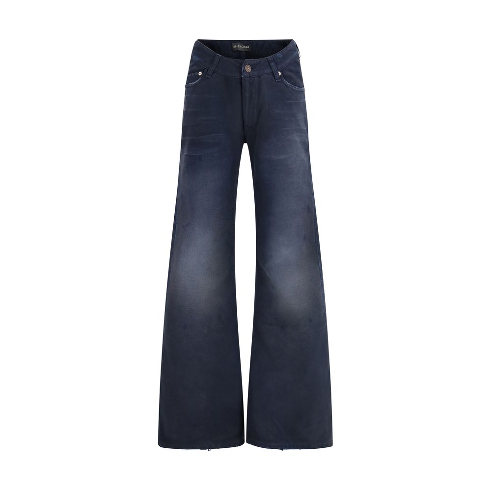 Balenciaga Blue Cotton Flared Jeans for Women - Modern Design