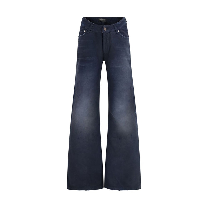 Balenciaga Blue Cotton Flared Jeans for Women - Modern Design