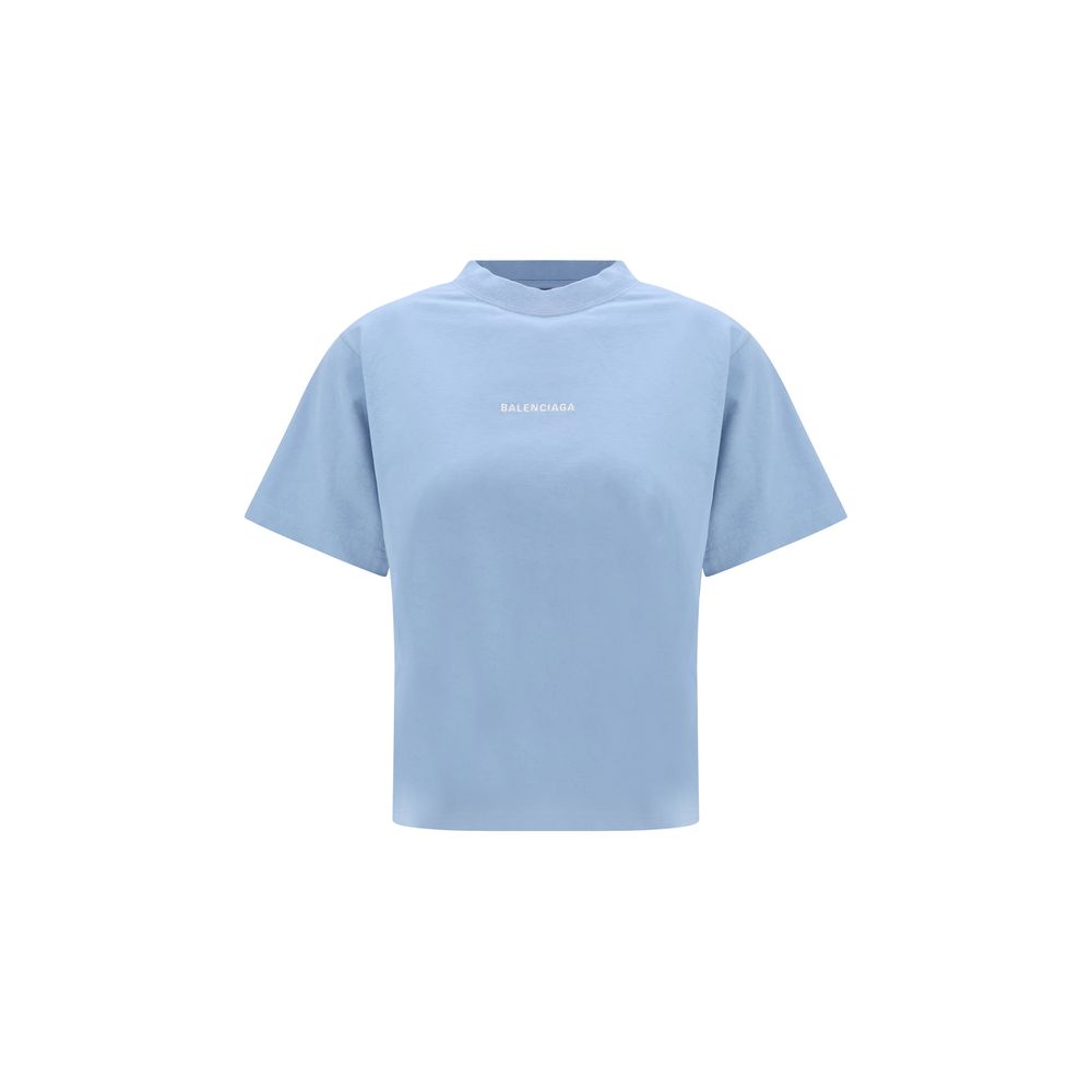 Balenciaga Light Blue Cotton T-Shirt - Modern Minimalism