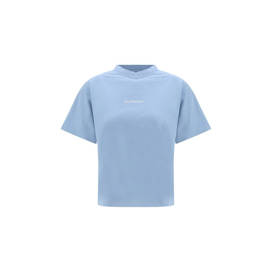 Balenciaga Light Blue Cotton T-Shirt - Modern Minimalism