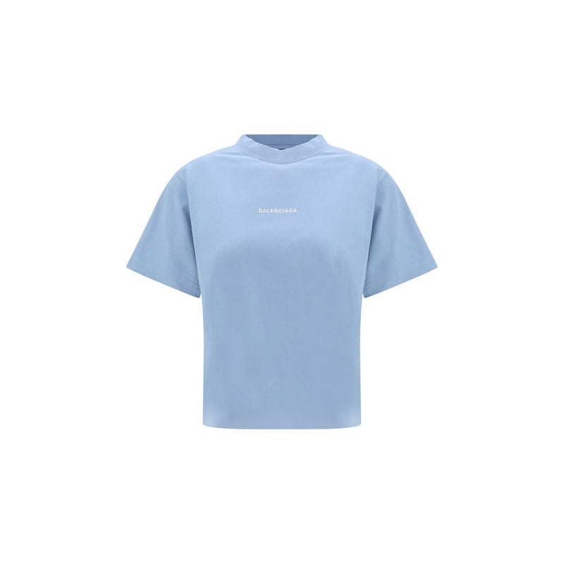 Balenciaga Light Blue Cotton T-Shirt - Modern Minimalism