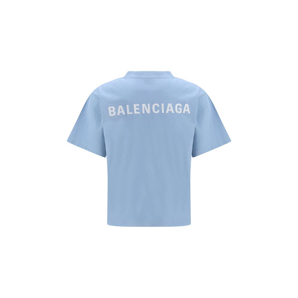Balenciaga Light Blue Cotton T-Shirt - Modern Minimalism