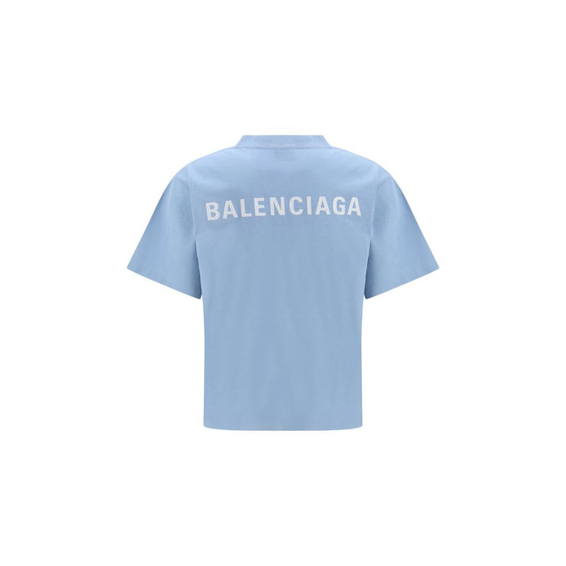 Balenciaga Light Blue Cotton T-Shirt - Modern Minimalism