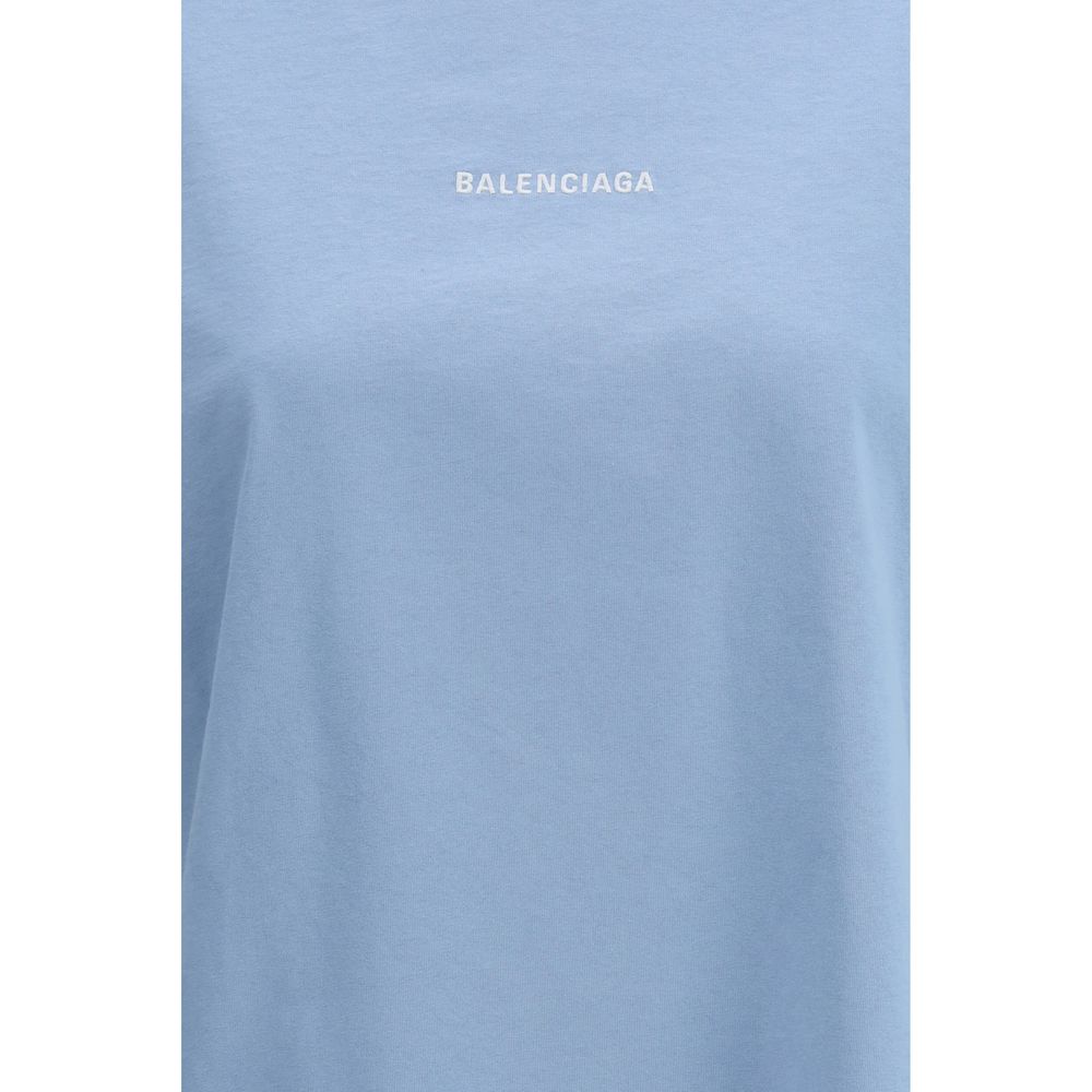 Balenciaga Light Blue Cotton T-Shirt - Modern Minimalism