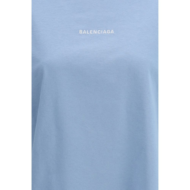 Balenciaga Light Blue Cotton T-Shirt - Modern Minimalism