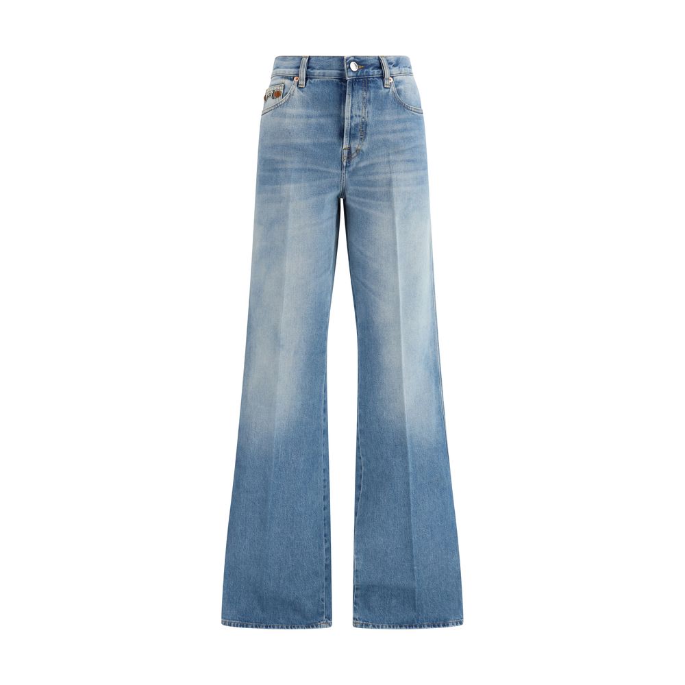 Gucci Light Blue Cotton Flared Jeans for Women