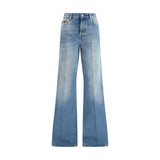 Gucci Light Blue Cotton Flared Jeans for Women