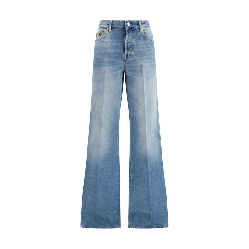 Gucci Light Blue Cotton Flared Jeans for Women
