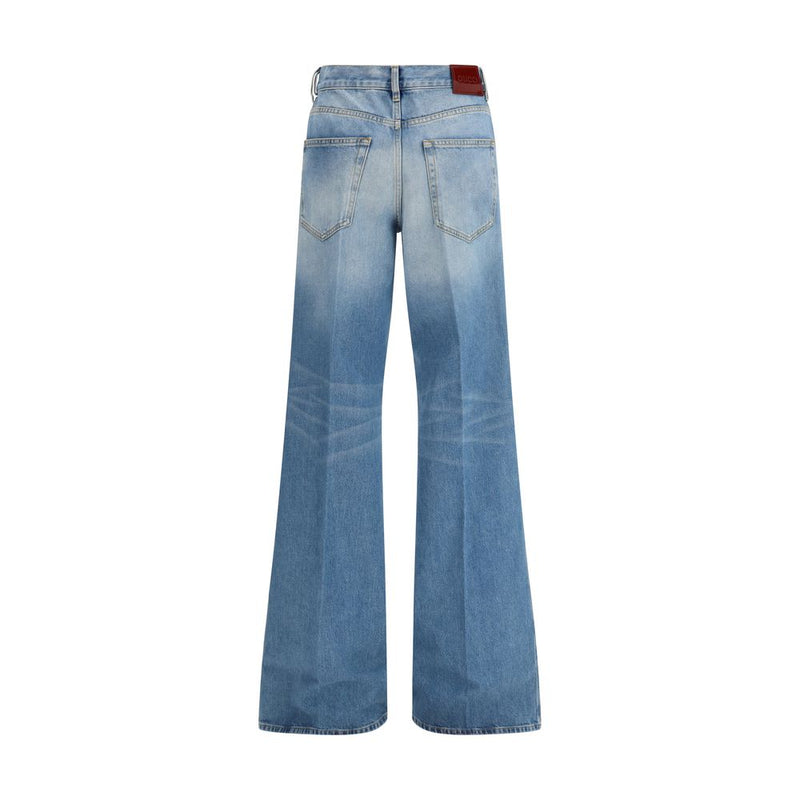 Gucci Light Blue Cotton Flared Jeans for Women