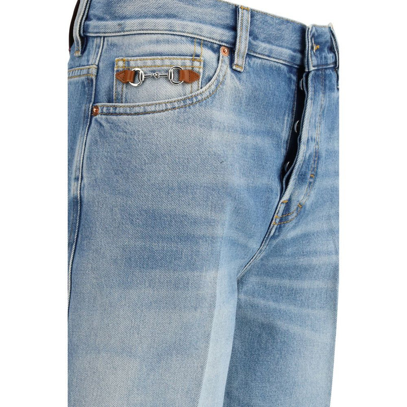 Gucci Light Blue Cotton Flared Jeans for Women