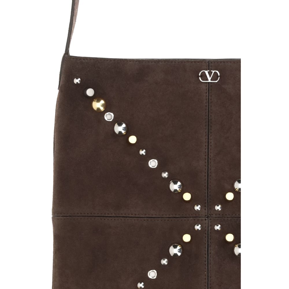 Valentino Garavani Nellcôte Brown Suede Leather Shoulder Bag