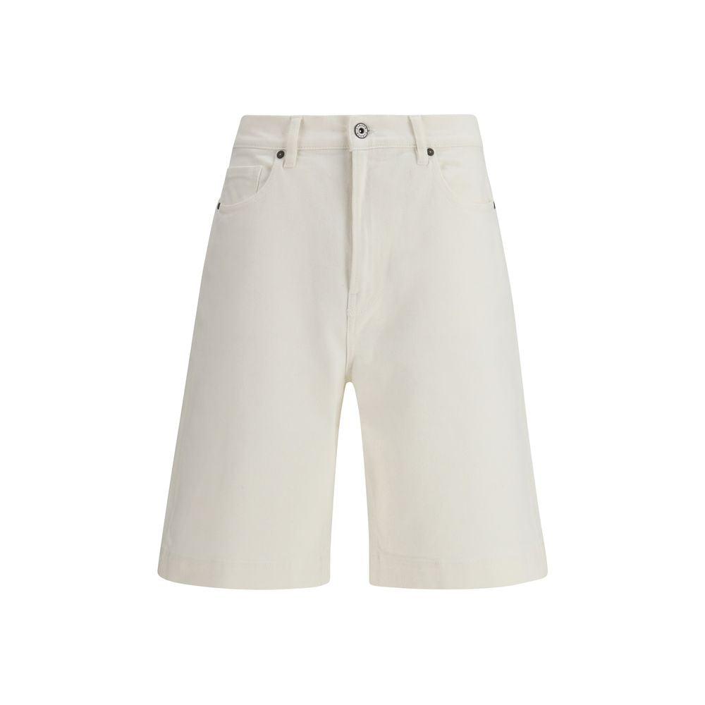 P.A.R.O.S.H. White Cotton Bermuda Shorts for Women