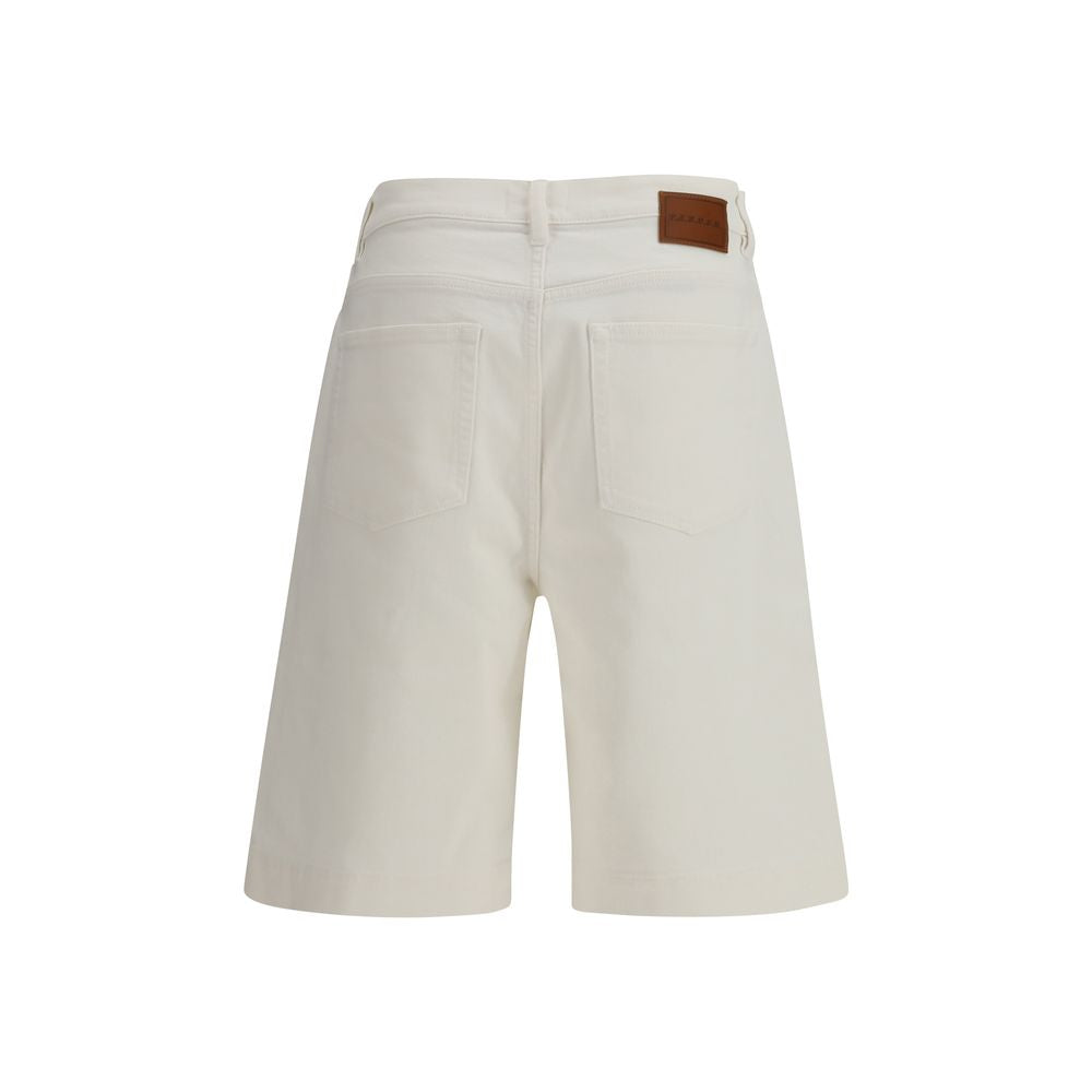 P.A.R.O.S.H. White Cotton Bermuda Shorts for Women