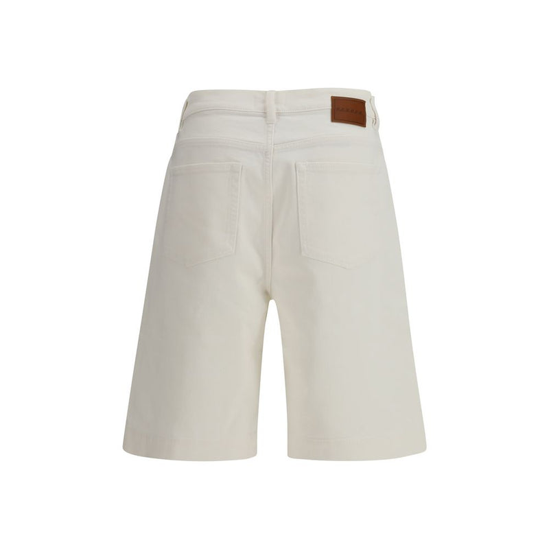 P.A.R.O.S.H. White Cotton Bermuda Shorts for Women