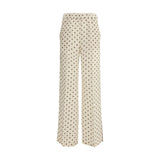 P.A.R.O.S.H. Cream Silk Casual Pants - Polka Dot Elegance