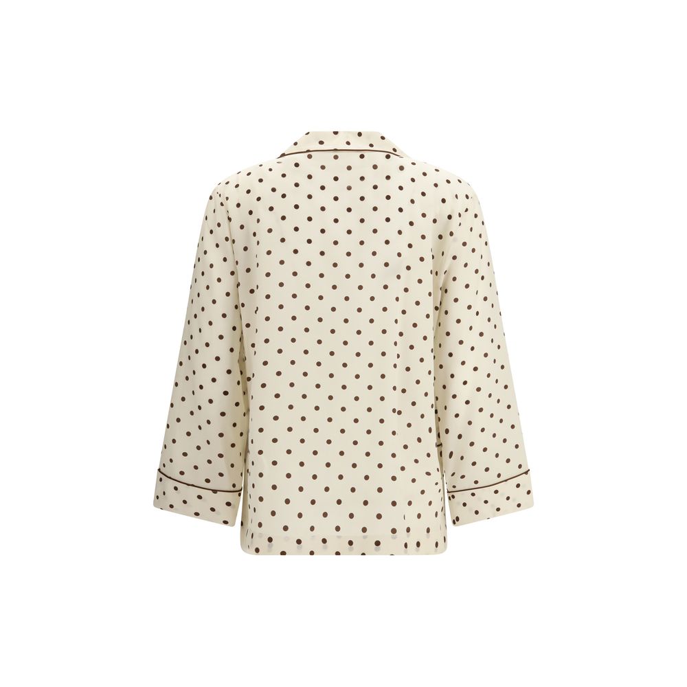 P.A.R.O.S.H. Cream Silk Pattern Shirt - Élégance Intemporelle