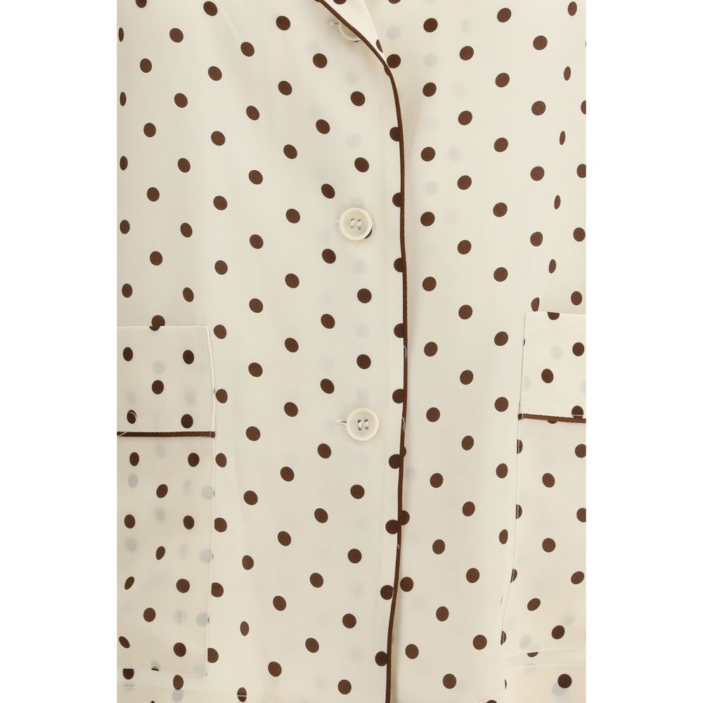 P.A.R.O.S.H. Cream Silk Pattern Shirt - Élégance Intemporelle