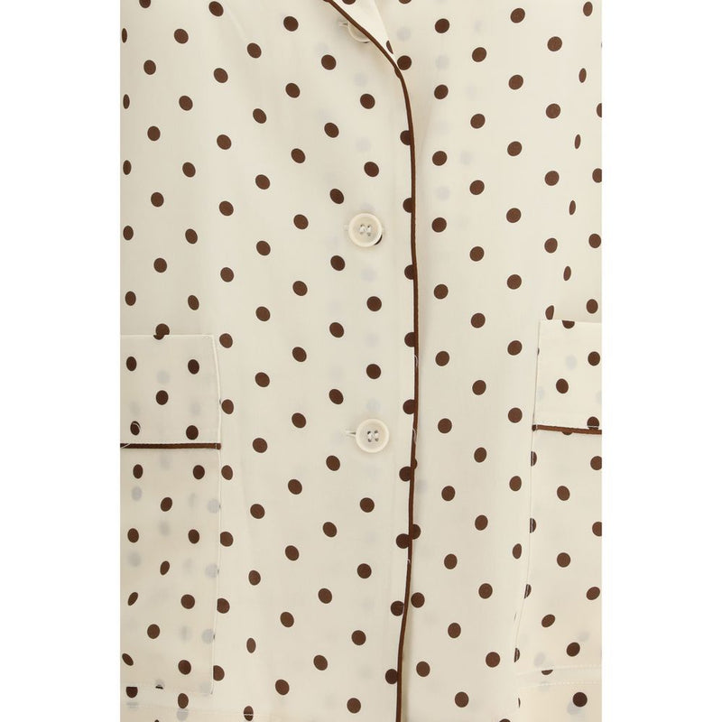 P.A.R.O.S.H. Cream Silk Pattern Shirt - Élégance Intemporelle