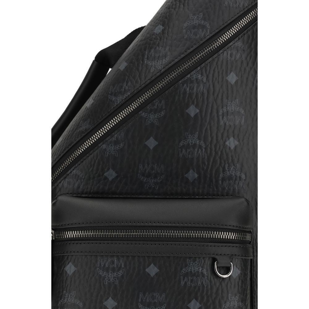 MCM Black Fabric Aren Sling Backpack