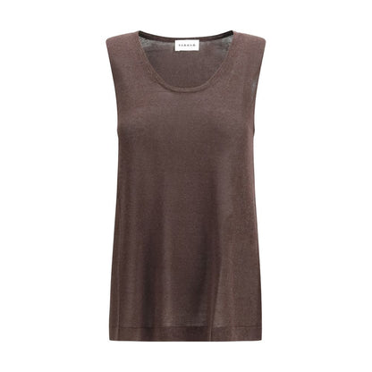 P.A.R.O.S.H. Brown Linen Tank Tops
