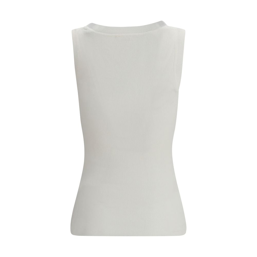 P.A.R.O.S.H. Cream Ribbed Cotton Tank Top - Women's Essential