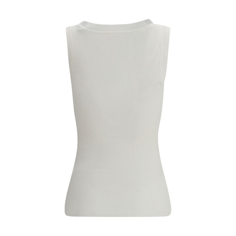 P.A.R.O.S.H. Cream Ribbed Cotton Tank Top - Women's Essential