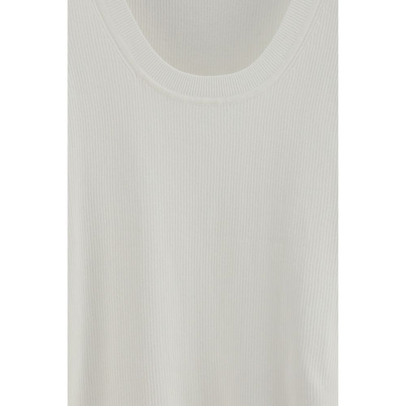 P.A.R.O.S.H. Cream Ribbed Cotton Tank Top - Women's Essential