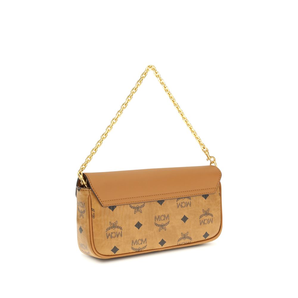MCM Beige Fabric Shoulder Bag