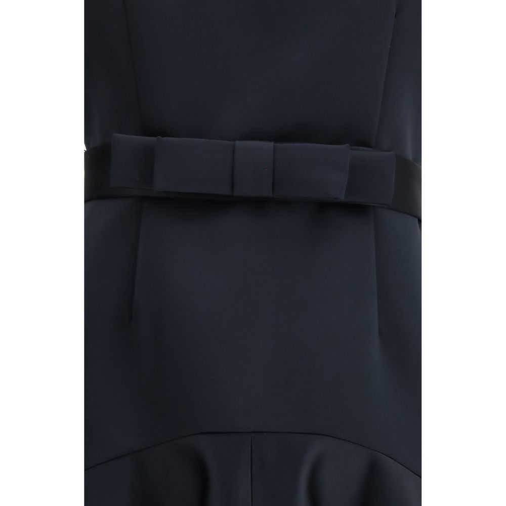 P.A.R.O.S.H. Blue Polyester Casual Dress with Elegant Bow Detail