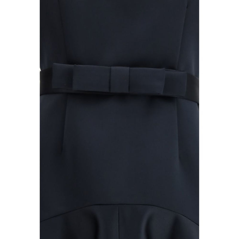 P.A.R.O.S.H. Blue Polyester Casual Dress with Elegant Bow Detail
