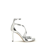 Jimmy Choo Azia 95 Sandals en Cuir Argenté à Talons Stiletto