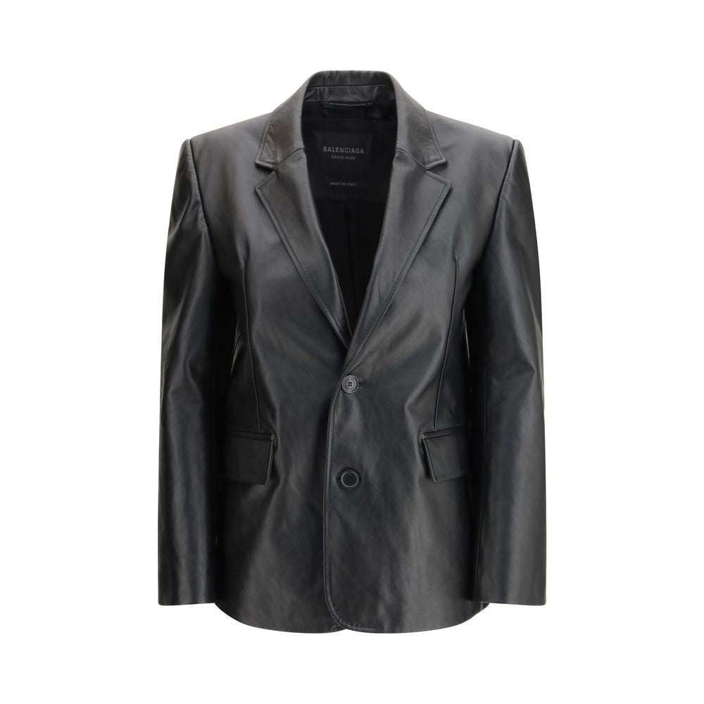 Balenciaga Black Leather Jacket - Élégance Moderne