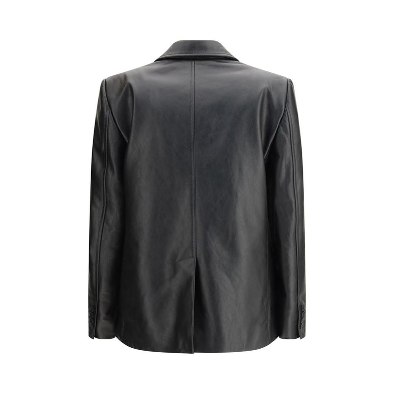 Balenciaga Black Leather Jacket - Modern Tailoring for Women