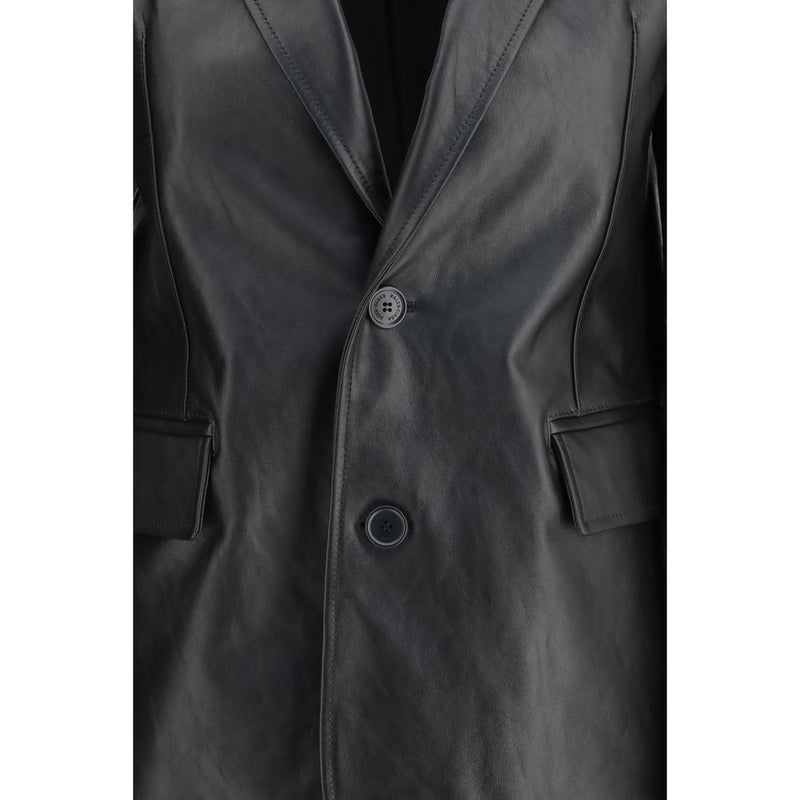 Balenciaga Black Leather Jacket - Modern Tailoring for Women