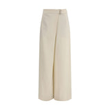 Brunello Cucinelli Cream Viscose Wide-Leg Casual Pants
