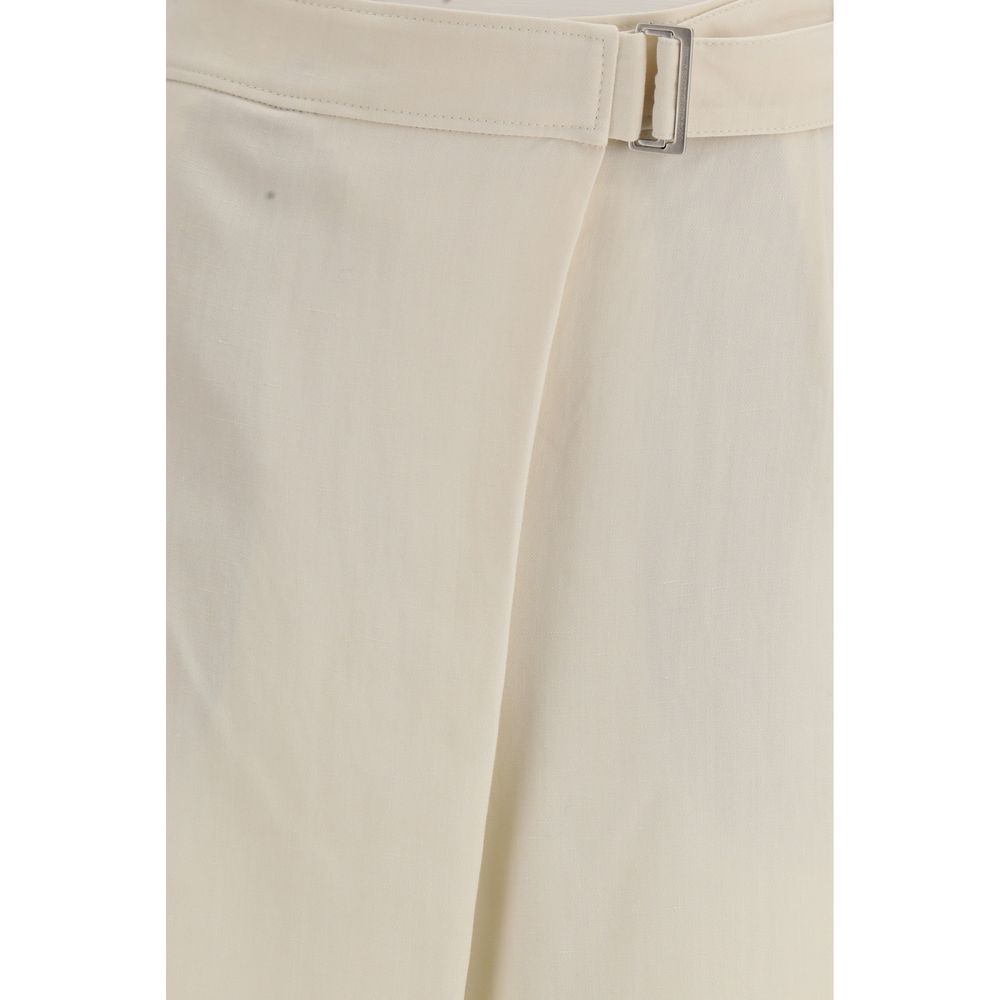 Brunello Cucinelli Cream Viscose Wide-Leg Casual Pants