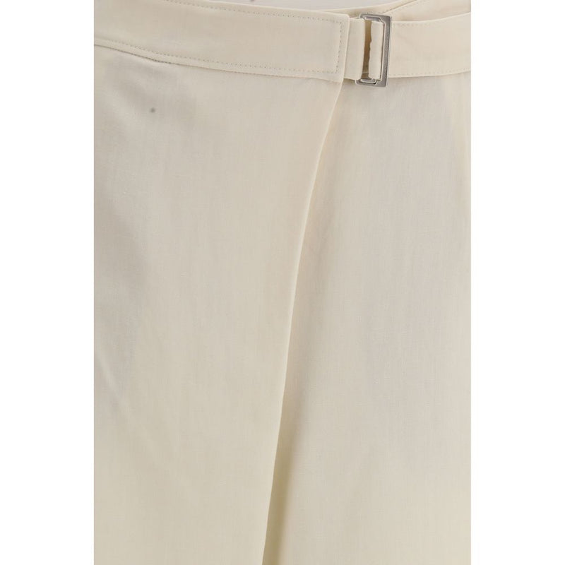 Brunello Cucinelli Cream Viscose Wide-Leg Casual Pants