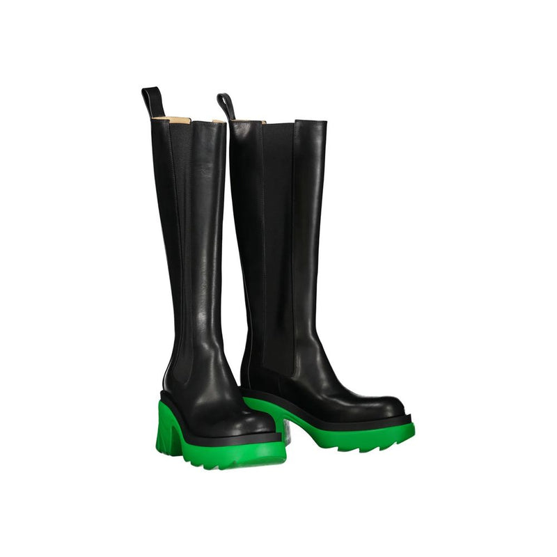 Bottega Veneta Black Leather Over The Knee Boots